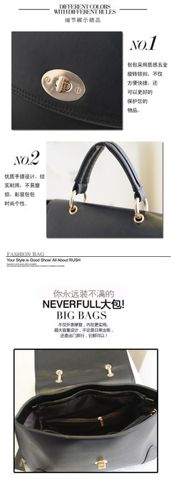 免費代理2014新款潮手提包轉鎖包潮流時尚單肩包包簡約復古包批發